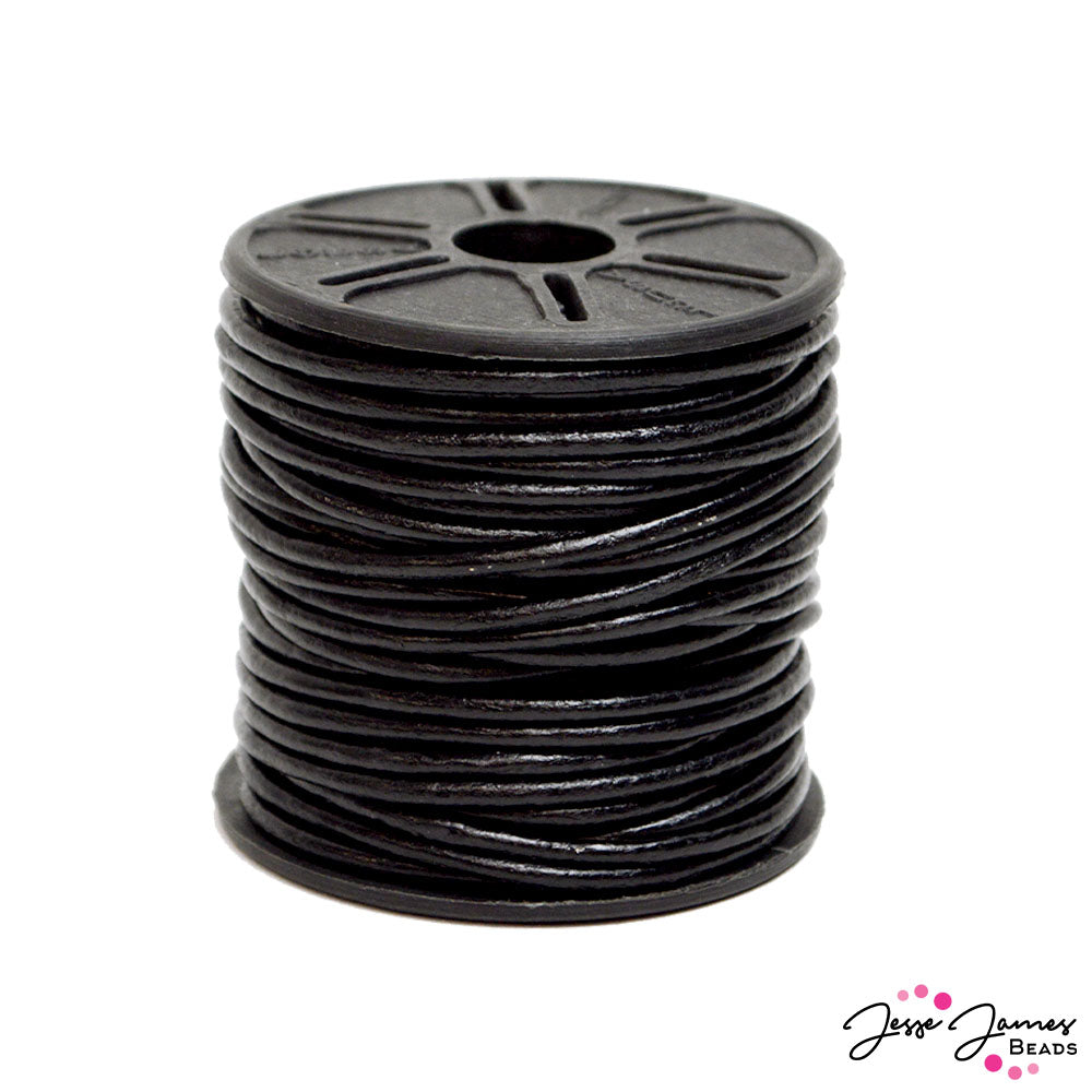 2MM Round Black Leather