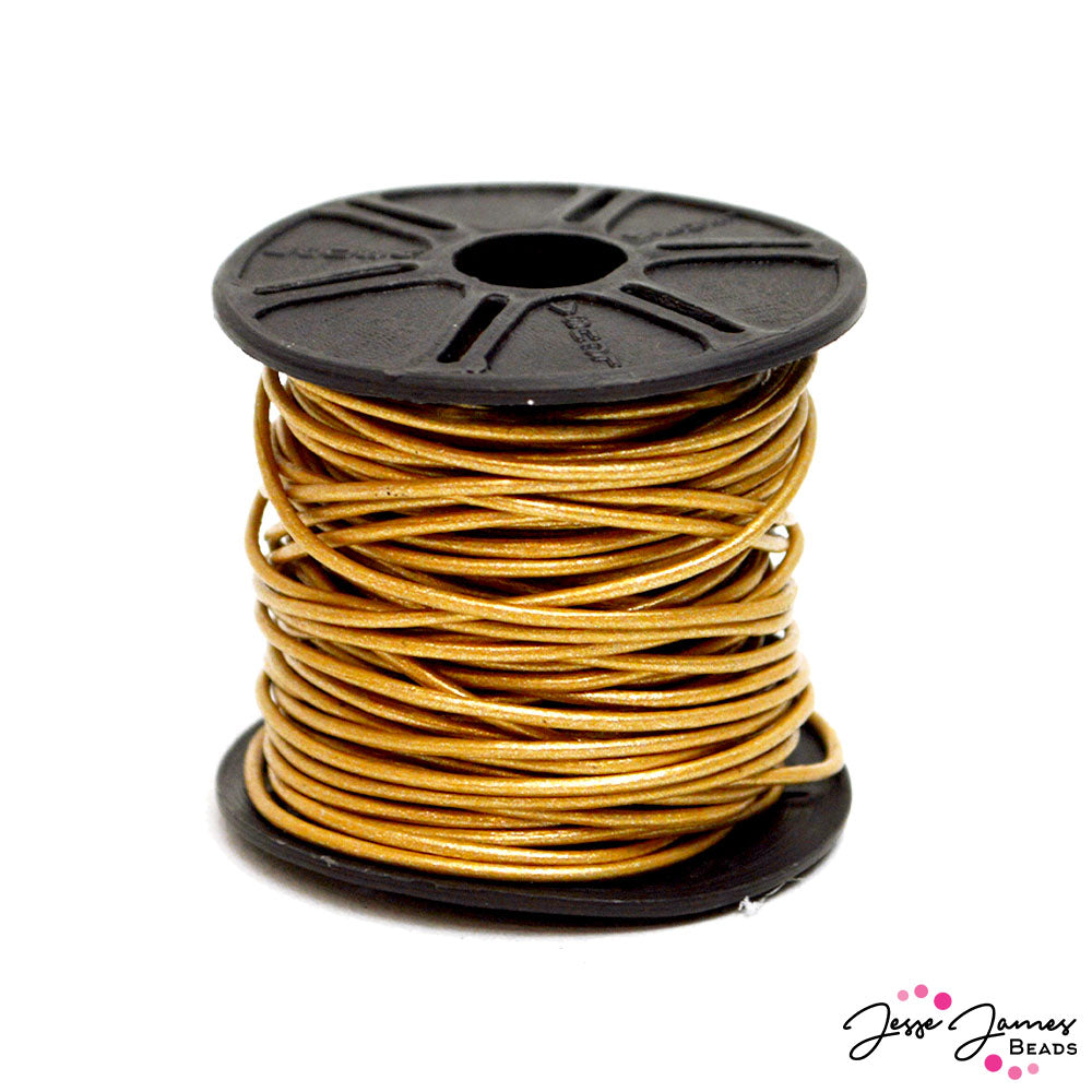 2MM Round Metallic Gold Leather