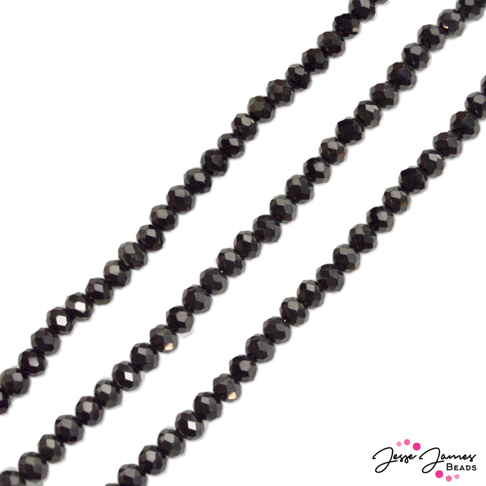 Thunder Polish Glass Strand 4x2mm in Midnight Abyss