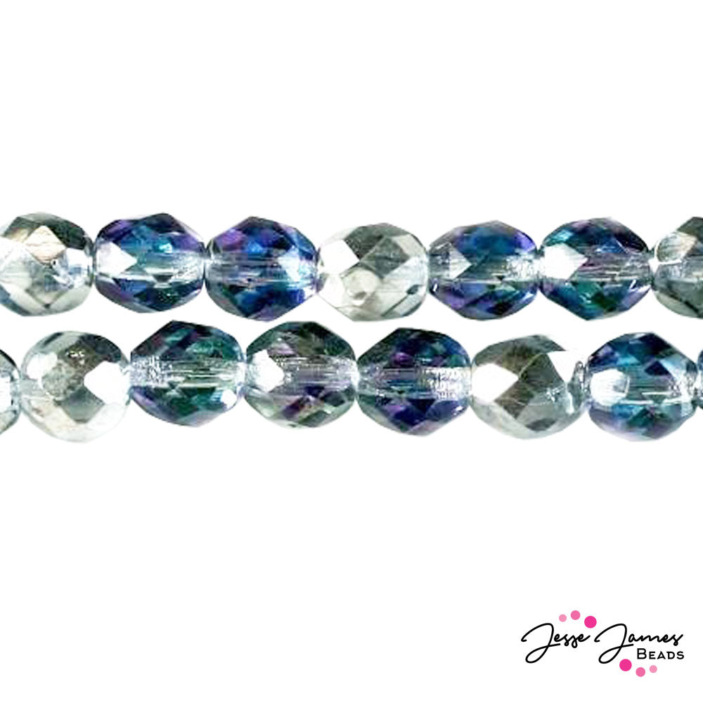 Blue Bermuda Czech Fire Polish 8mm 50 pieces