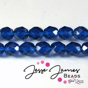 Czech Fire Polish Capri Blue Beads 8mm