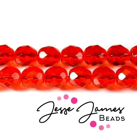 Red Hyacinth Czech Fire Polish Beads 8mm 50 pieces