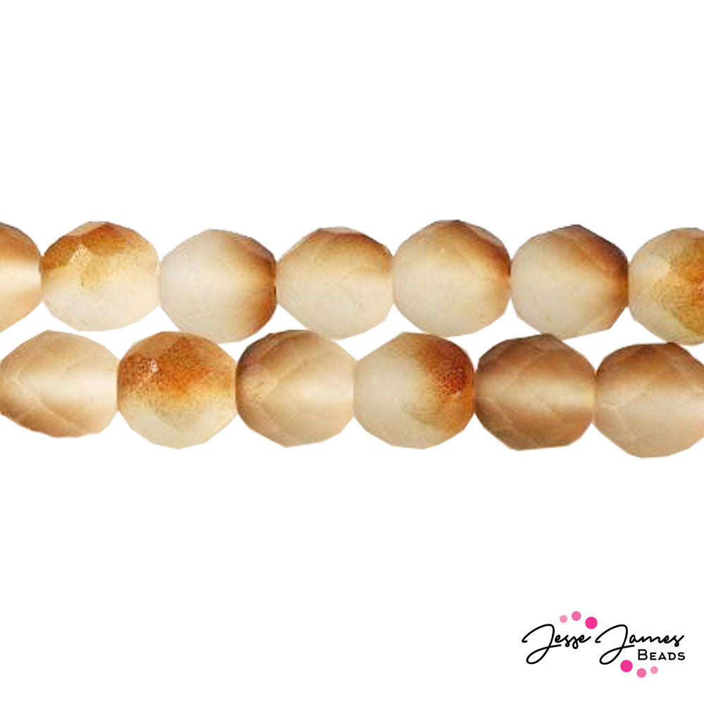 Brown Half-Matte Czech Fire Polish 8mm 50 pieces