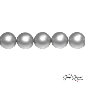 Grey Czech Pearl Beads Matte Dark 8mm 71 pieces
