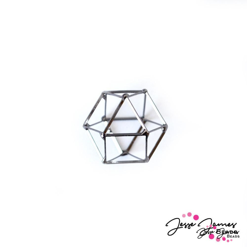 Gunmetal Large Cage Crystal Bead 25mm