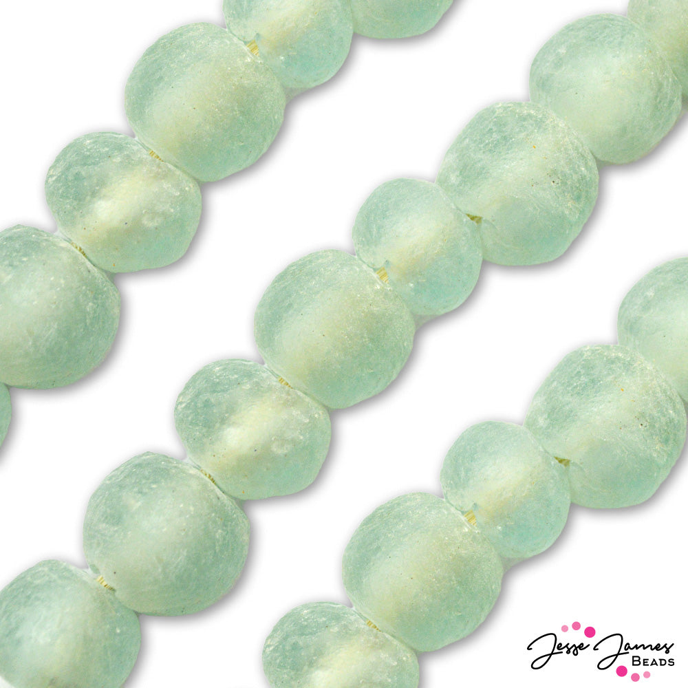 Recycled African Glass Bead Set in 20mm Teal