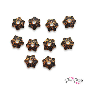 Antique Copper Leaf Bead Cap Set