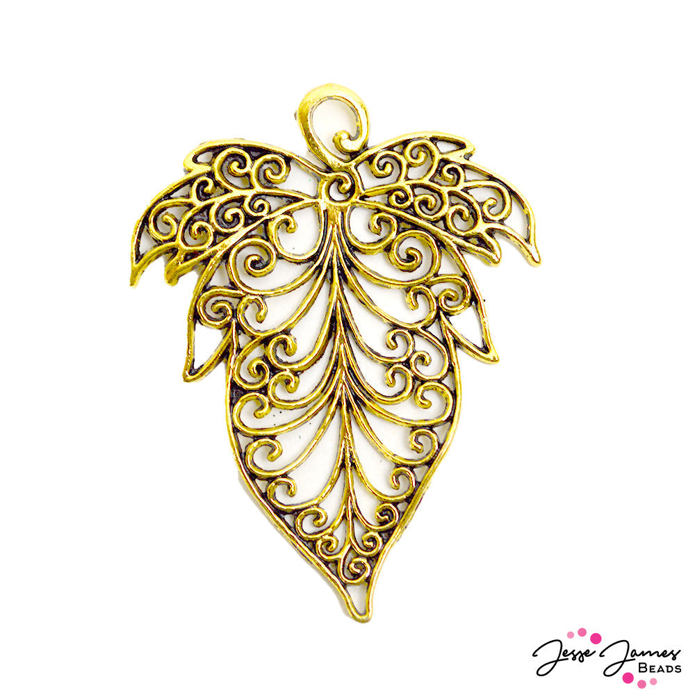 Antique Gold Leaf Statement Pendant