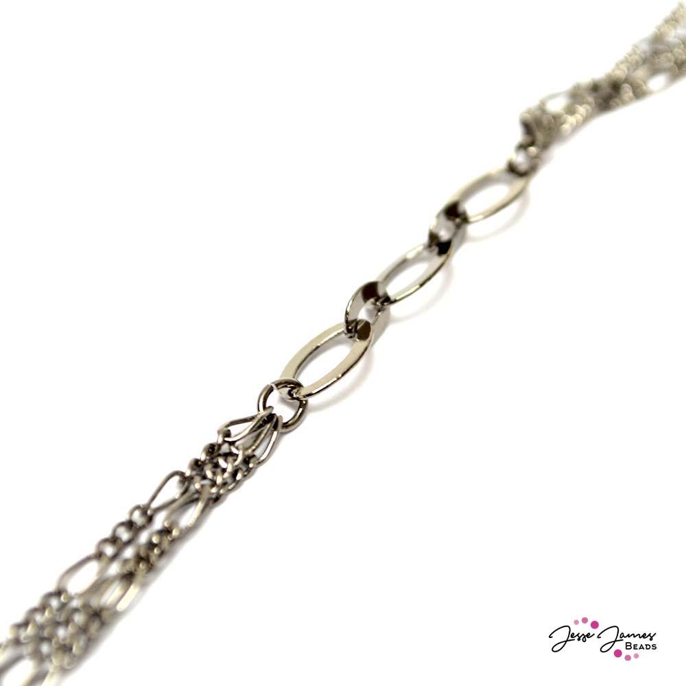 Figaro Triple-Strand Chain in Antique Silver