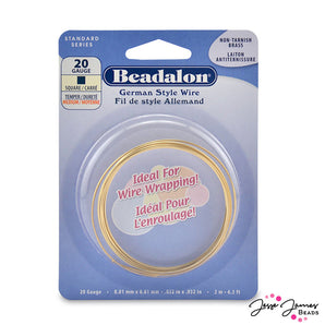 Beadalon German Style Square Wire in 20 Gauge Gold Color