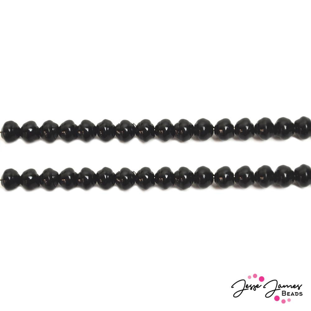 Black Druzy 8mm Bubble Czech Beads