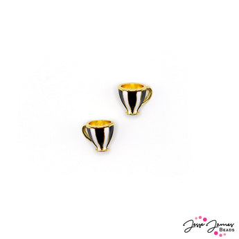 Enamel Teacup Charms in Classic Black