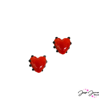 Bleeding Heart Lampwork Bead Pair