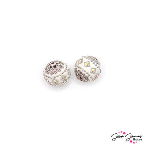 Boho Bead Pair in Snow Cap