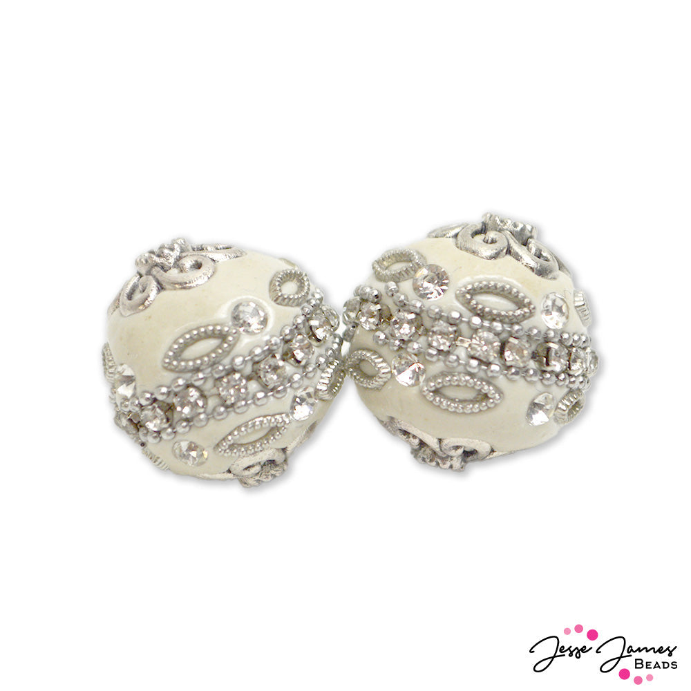 Boho Bead Pair in Snow Castle