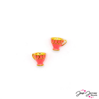 Enamel Teacup Charms in Coastal Coral