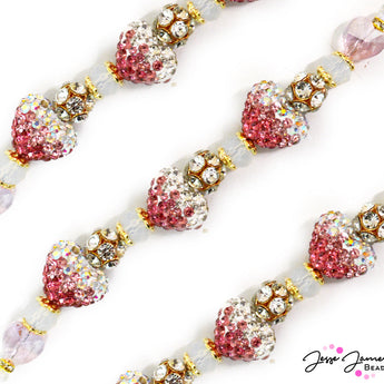 All Heart Bead Strand in Rhinestone Crystal