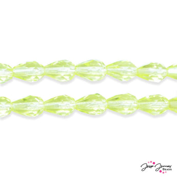 Spring Yellow Multi Faceted Teardrop Czech Beads