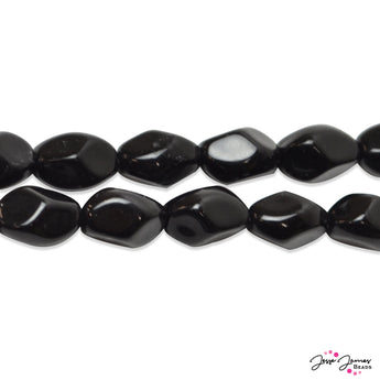 Jet Black Faceted Lantern Czech Beads