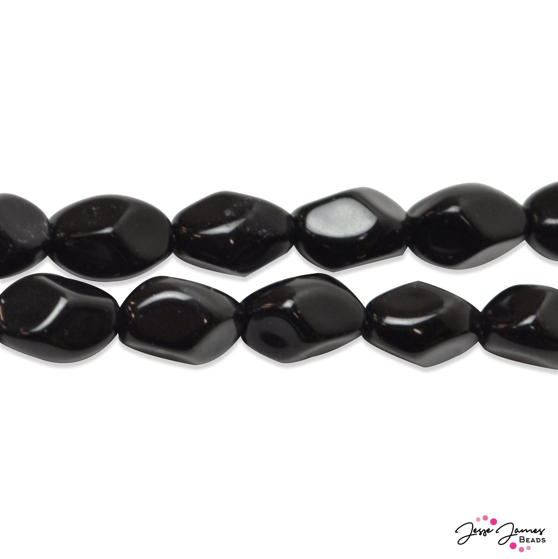 Jet Black Faceted Lantern Czech Beads