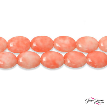 Salmon Flat Oval Disc Czech Beads