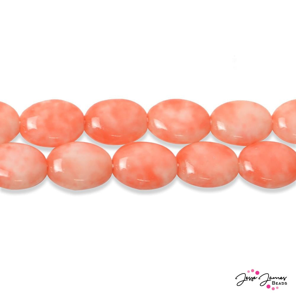Salmon Flat Oval Disc Czech Beads