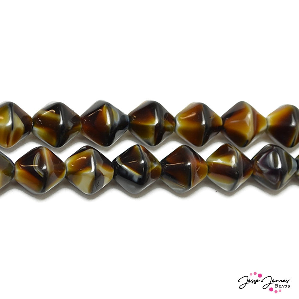 Brown Tiger Eye Czech Glass Beads 13 x 10mm 30 pieces