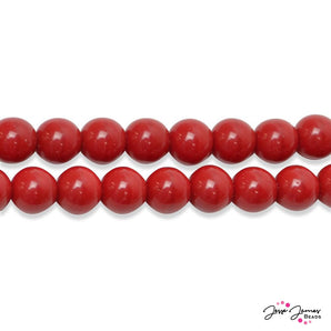 Cherry Red Durk Czech Round Glass Beads
