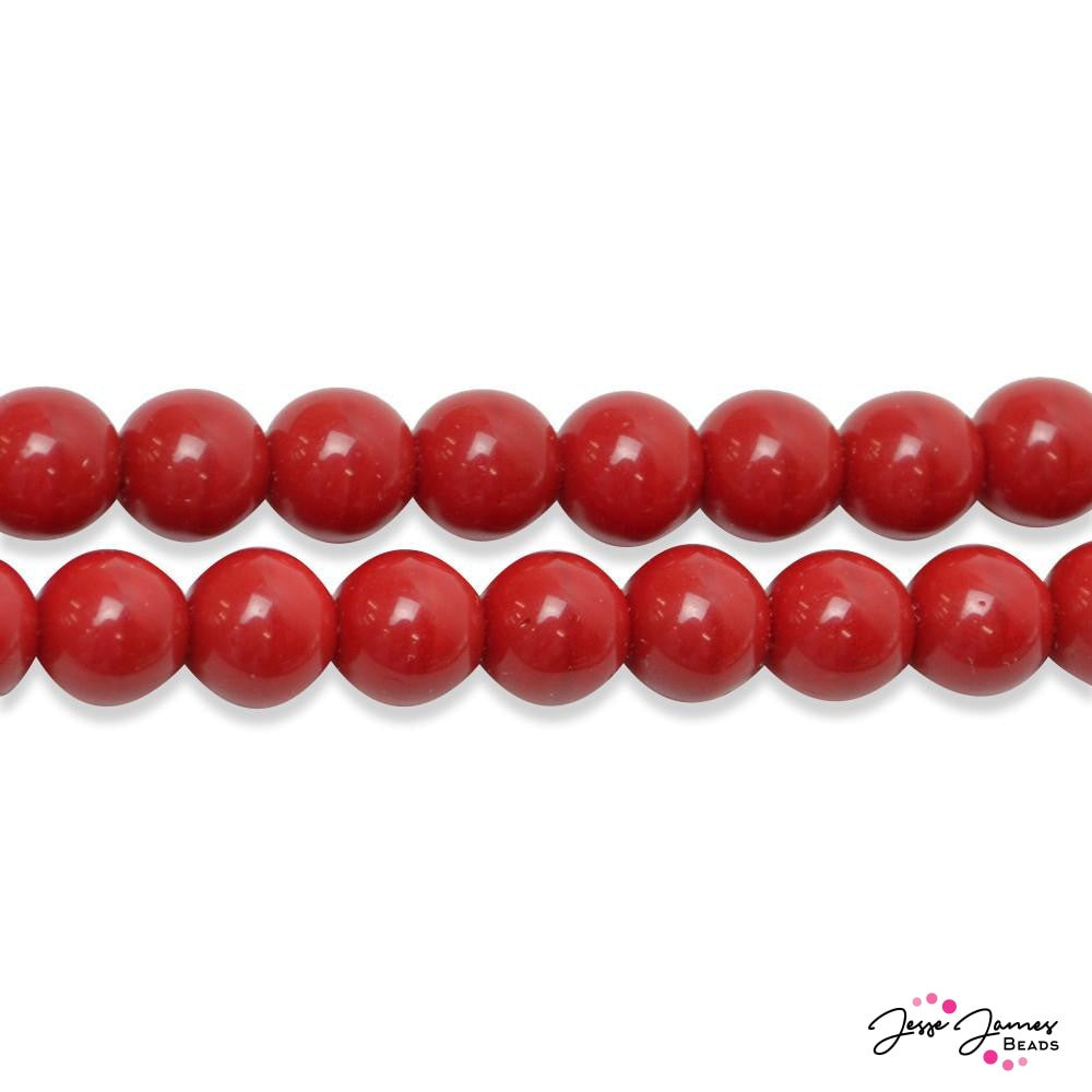 Cherry Red Durk Czech Round Glass Beads - Jesse James Beads