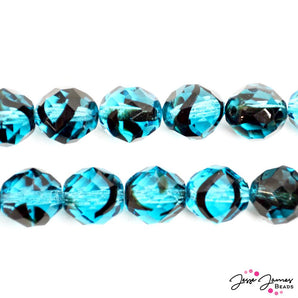 Blue Tortoise 12 mm Czech Glass Bead Set