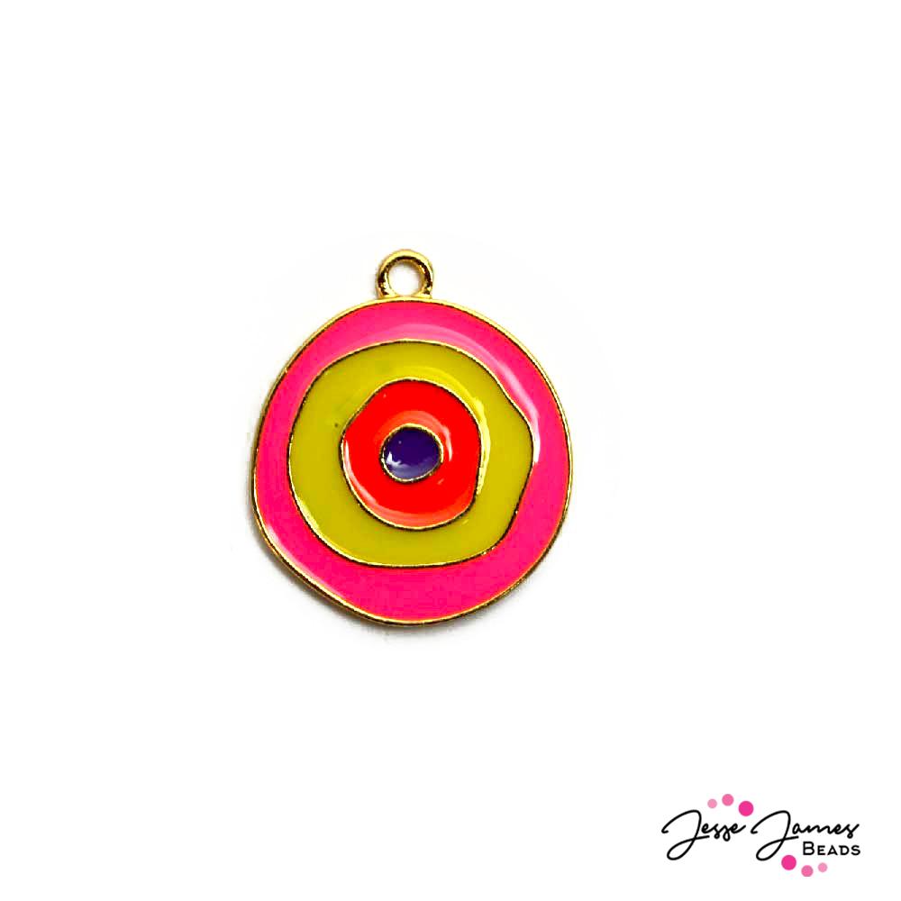Evil Eye Charm in Neon Pink, Citron, Salmon, & Purple