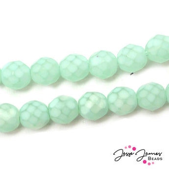Fire Polish Matte Aqua 8MM Czech Beads