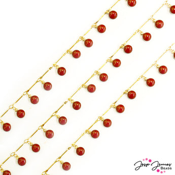 JJB Enamel Dangle Chain in Red Dahlia