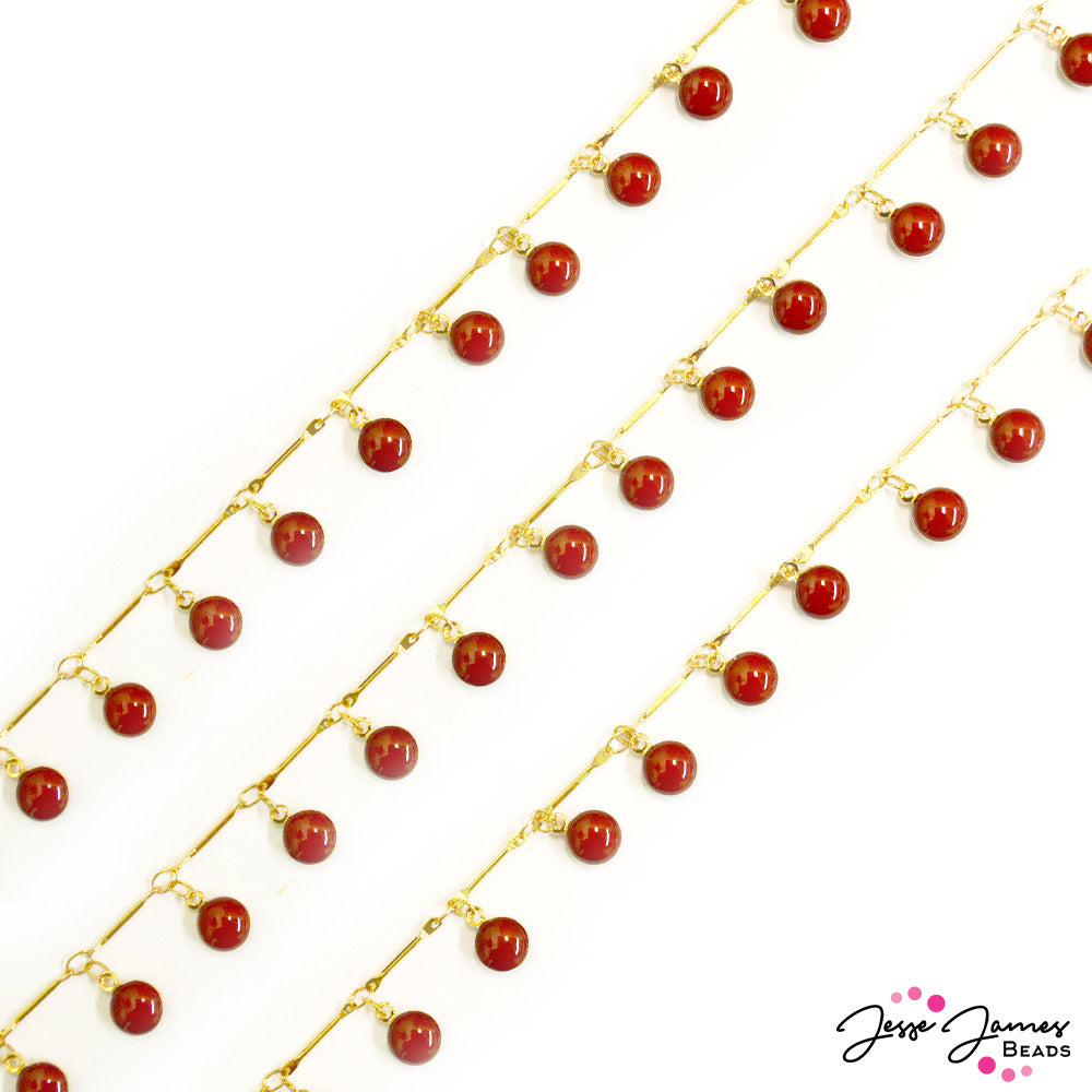 JJB Enamel Dangle Chain in Red Dahlia