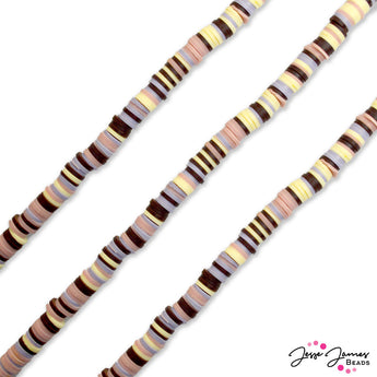JJB Heishi Bead Strand in Lavender Vanilla Swirl