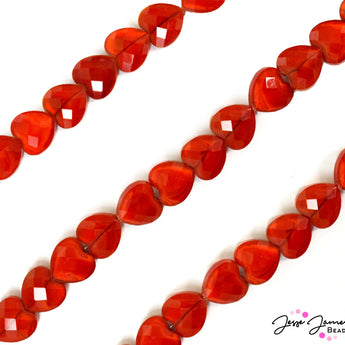 All Heart Glass Bead Strand in Classic Red Hearts