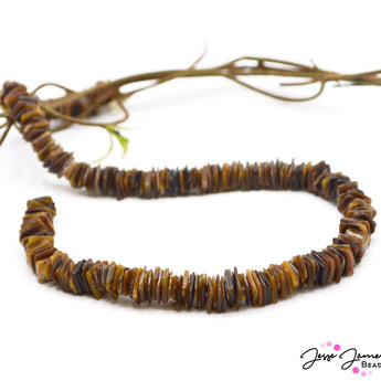 Add earthy shell texture to your next jewelry creation with this set of 200-chip chip beads! Each strand includes a unique assortment of sizes and textures. Chip Size varies slightly. Chips average 8mm x 2mm.