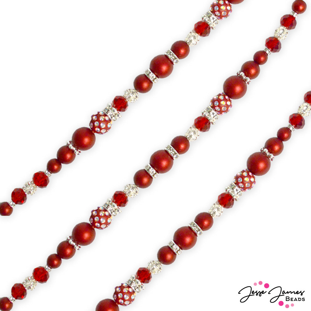Pantone 2023/2024 Pearls Bead Strand in Red Dahlia