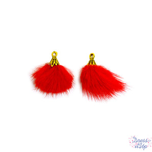 Faux Mink Tassels In Red