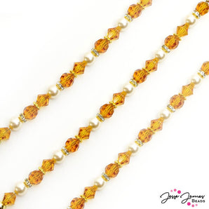 Crystal Colors Bead Strand Ft. Preciosa in Orange Creme Dream