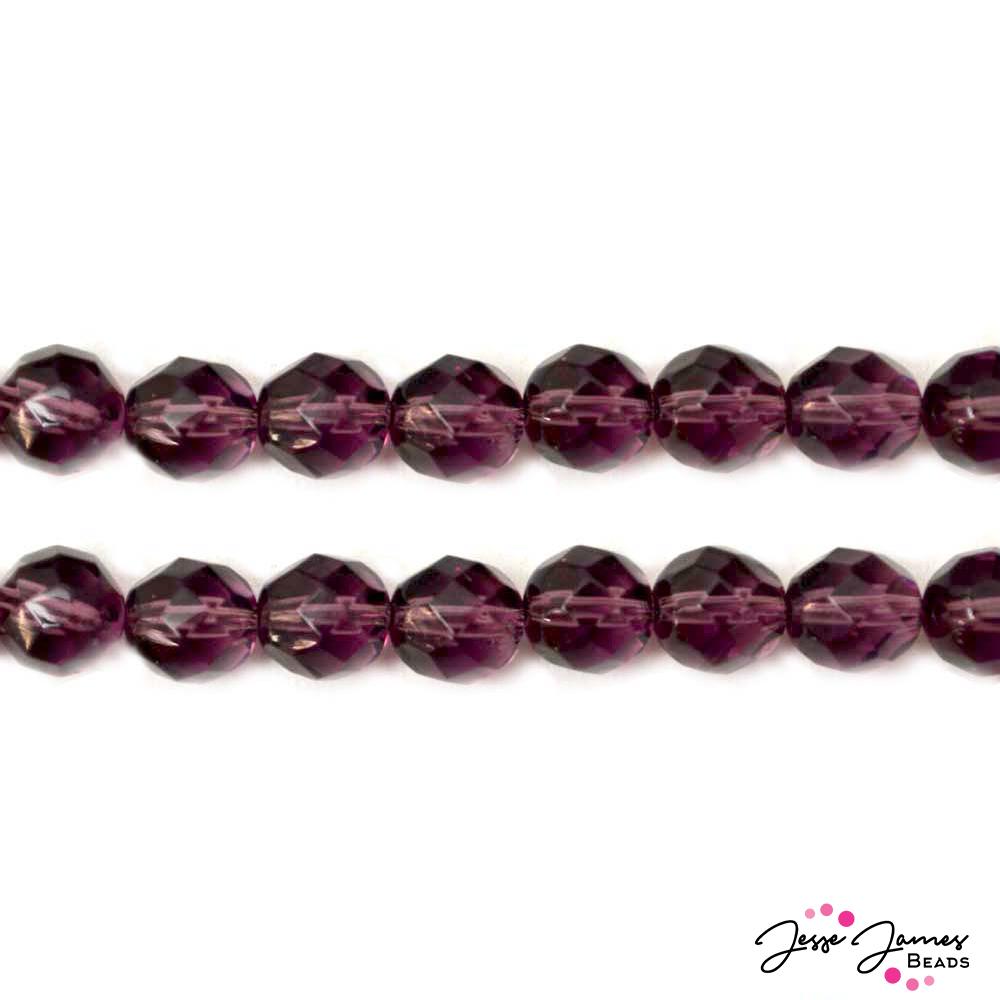 Purple Dark Amethyst 8MM Fire Polish Czech Beads - Jesse James Beads