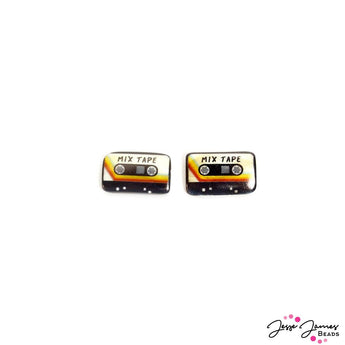 Retro Mixed Tape Bead Pair