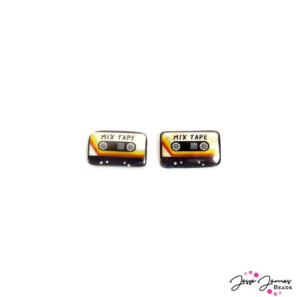 Retro Mixed Tape Bead Pair