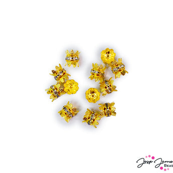 Rhinestone Sparkle Bead Spacer Set in Golden Crowns