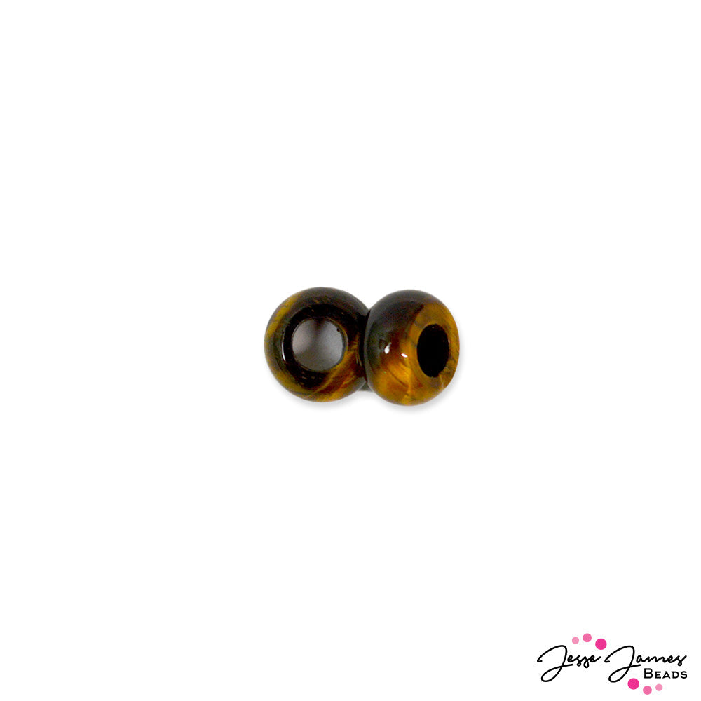 Stone Large Hole Bead Pair in Tiger's Eye - Jesse James Beads