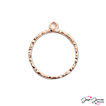 Textured Open Circle Bezel Pendant in Rose Gold