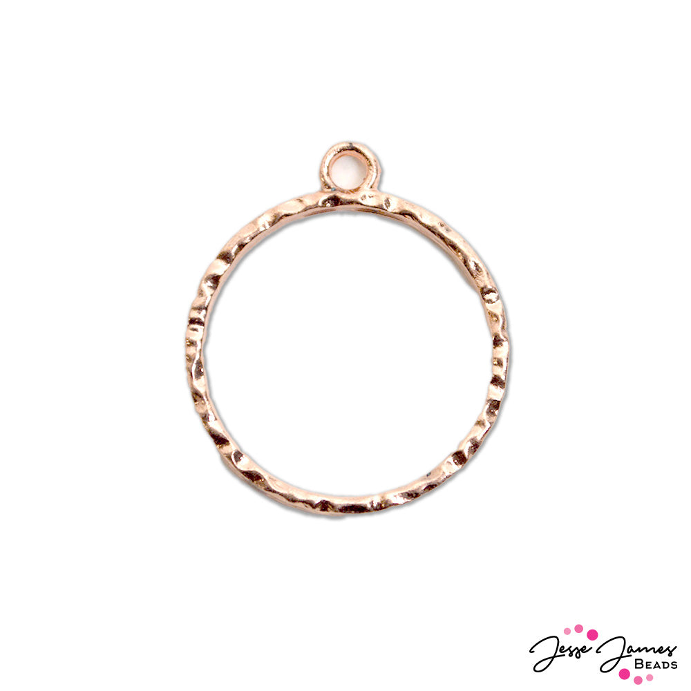 Textured Open Circle Bezel Pendant in Rose Gold