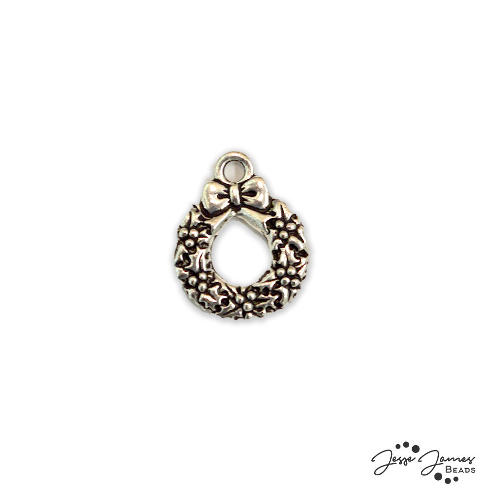 TierraCast Holiday Wreath Charm in Silver