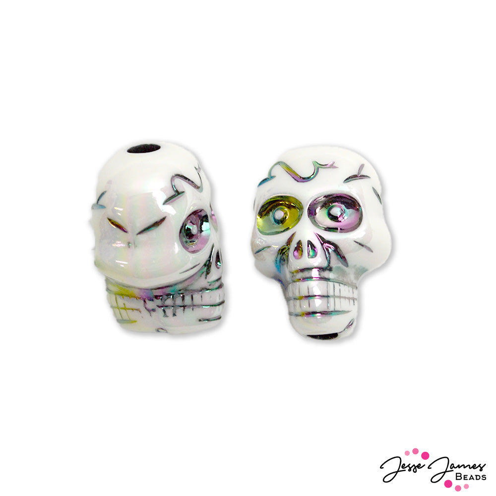 Bead Pair in Neon Skulls
