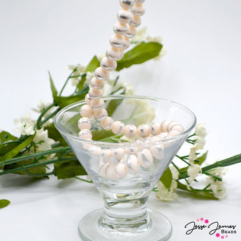 White and Silver Sandwich Glass Bead Strand